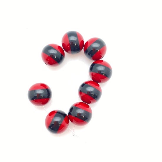 Layered Round 14mm Black & Red