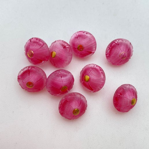 Button 10mm Fuchsia/gold - BUTTON-0446-B