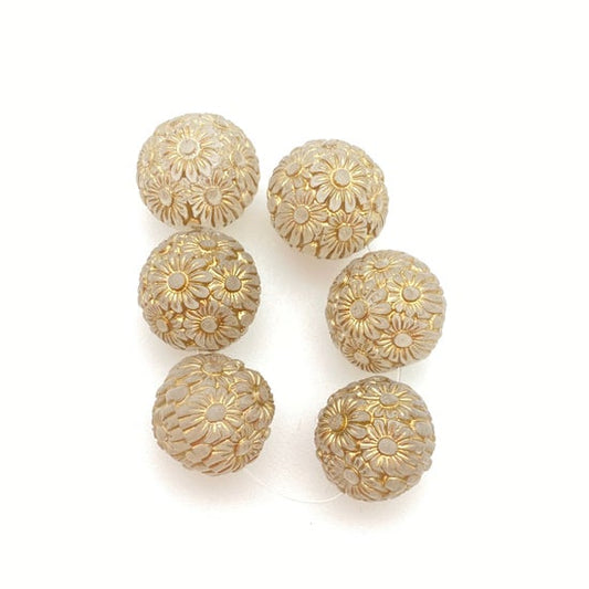 Inlay Flower Round 14mm Clear Matte