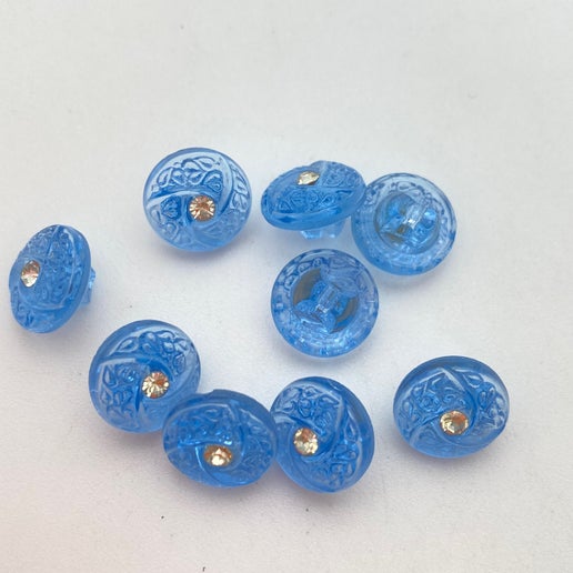 Button 12mm Lt Sapphire/rhinestone - BUTTON-0475-D