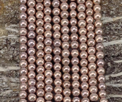 Rose Gold Plated Hematite Round