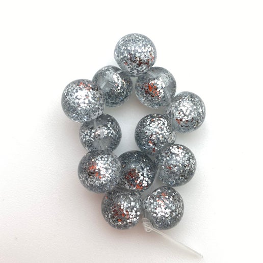 Glitter Bauble 10mm Silver