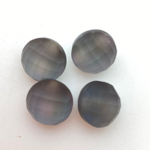 Button Faceted 14mm Gray Matte - BUTTON-0160-C