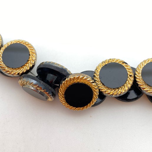 Button 16mm Jet/gold - BUTTON-0362-C