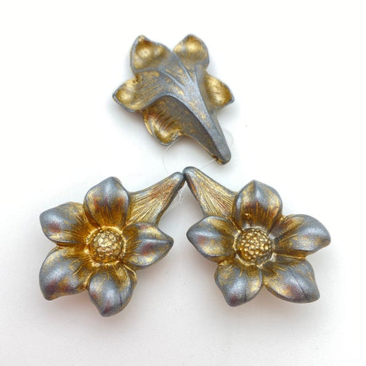 Flower Pendant 42mm Gray with Gold - FL-0058-C