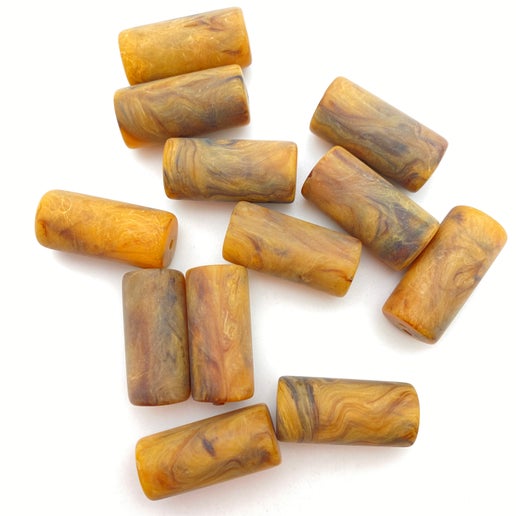 Barrel 30x15mm Mustard Marble Matte - FY-0901-E