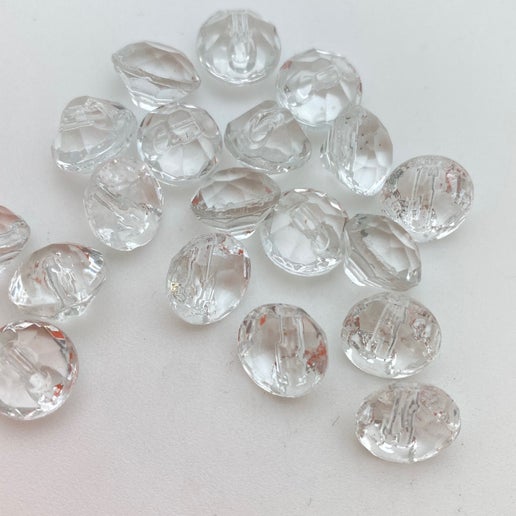 Button Facetted 10mm Clear - BUTTON-0060-C