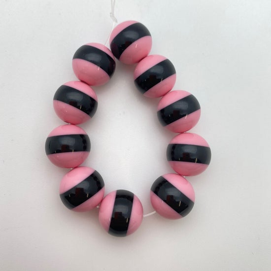 Layered Round 14mm Pink/black