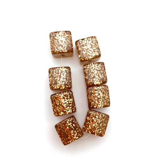 Glitter Cube 10mm Brass