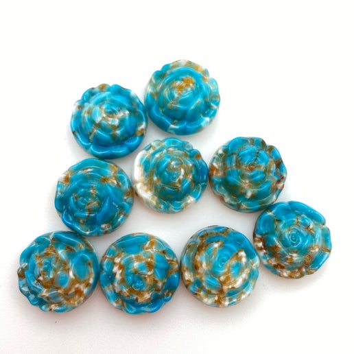 Cab Vintage Glass 13mm Turquoise - CAB-0041-D