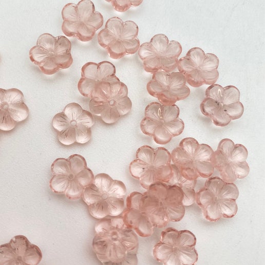 Vintage Glass Flowers Cap 8mm Peach