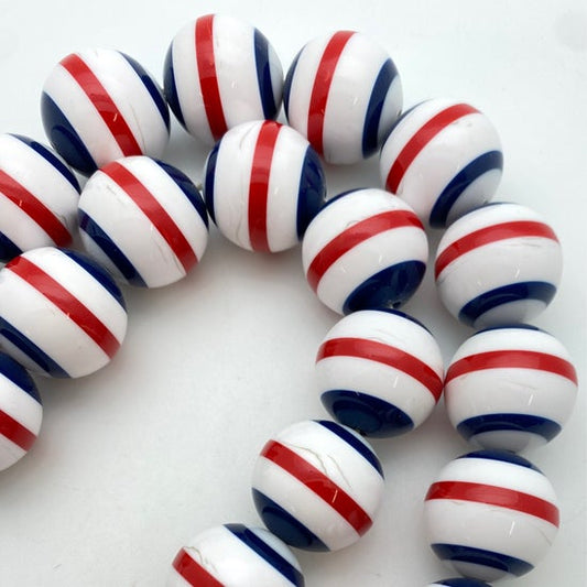 Layered Round 25mm Red, White & Navy