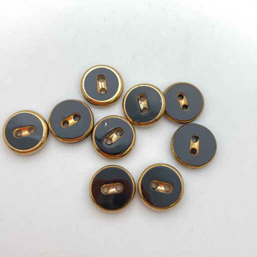 Button 13mm Jet/gold - BUTTON-0034-C