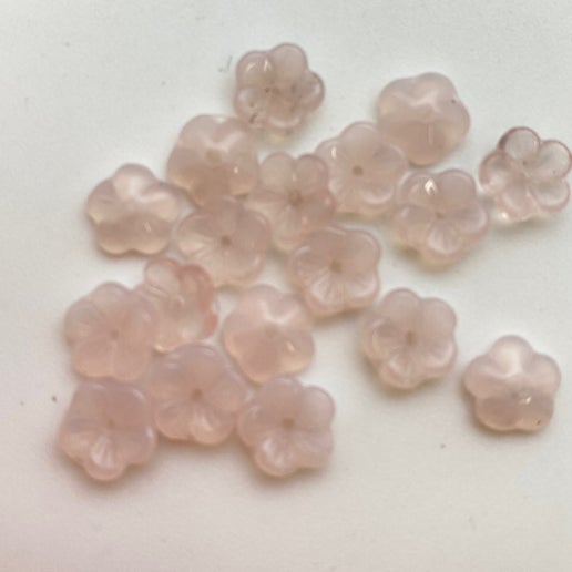 Vintage Glass Flowers cap 8mm Pink opal
