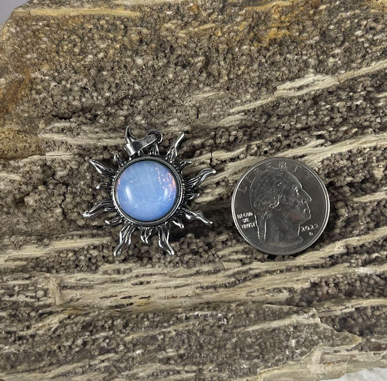 Sun Shape, Gemstone Pendants, 32mm (1 Pc) Amethyst, Onyx, Crystal Quartz, green Aventurine, Opalite, Yellow Tiger Eye