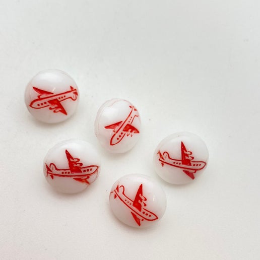 Button 13mm Red Airplane - BUTTON-0312-A
