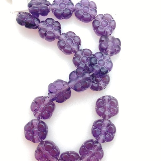 Vintage Glass Flowers 8mm Royal Purple