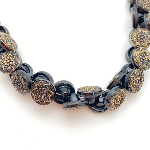 Button 10mm Jet/gold - BUTTON-0383-C