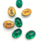 Cab Vintage Glass 12x10mm Emerald - CAB-0097-D