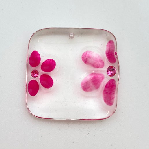 Carved Pendant 40mm Hot Pink