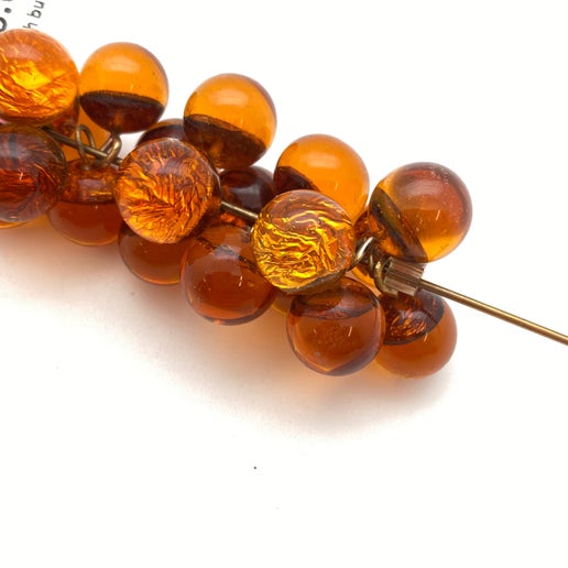 Button 10mm Lampwork Amber - BUTTON-0391-E