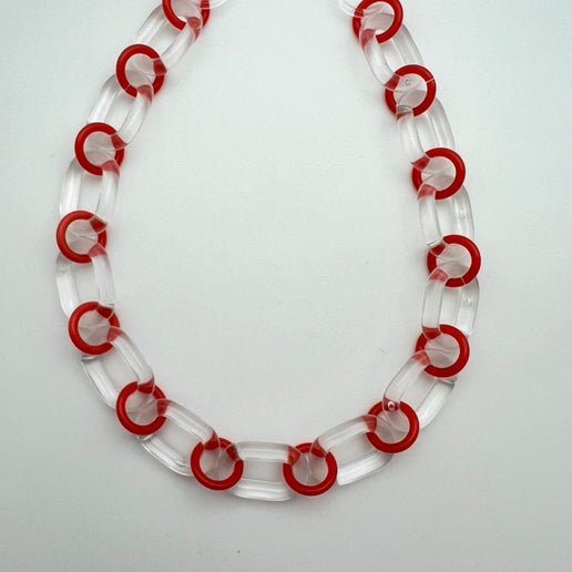 Resin Chain Link Clear & Coral 15"x18mm