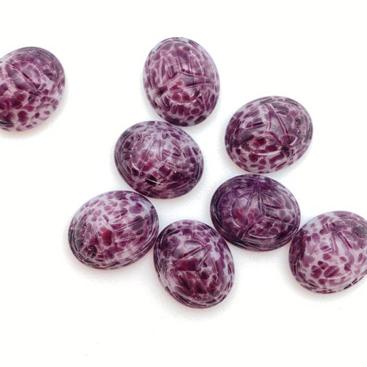 Cab Vintage Glass 12x10mm Amethyst - CAB-0200-B