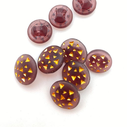 Button 10mm Amethyst/gold - BUTTON-0413-B