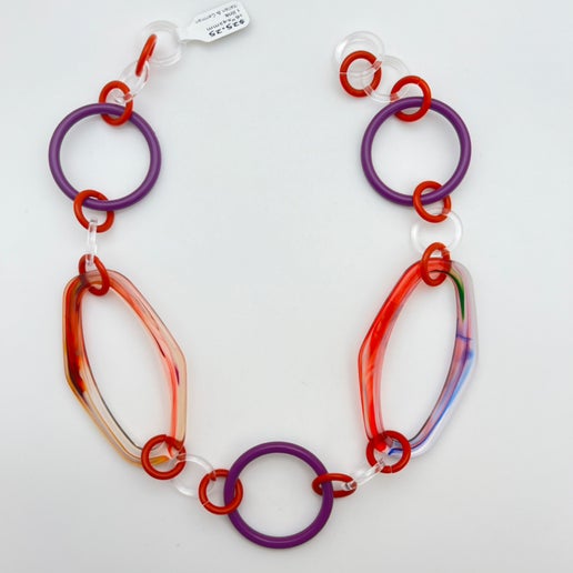 Resin Chain Link Watermelon & Purple 16"x42mm