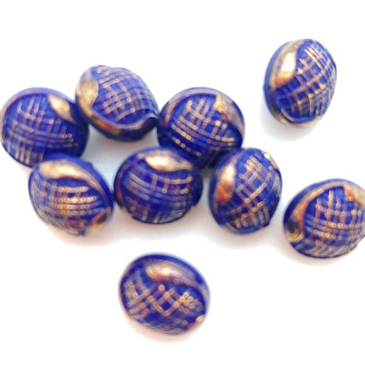 Button 10mm Blue/gold - BUTTON-0487-D