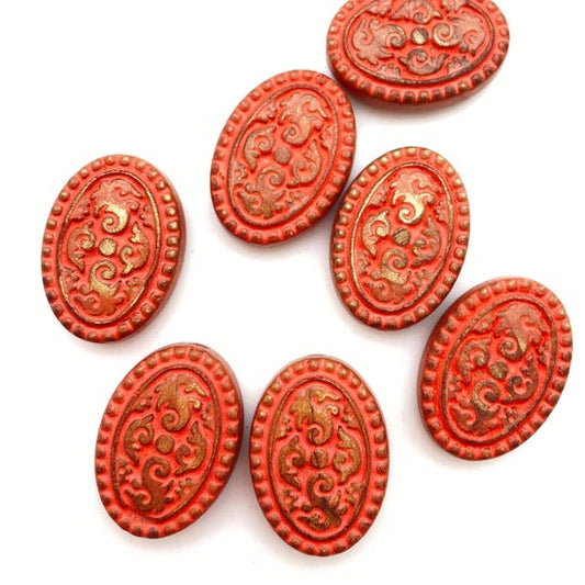 Inlay Flat Oval 25mm Coral