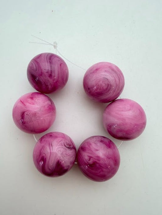 Round 22mm Pink Plum Marble