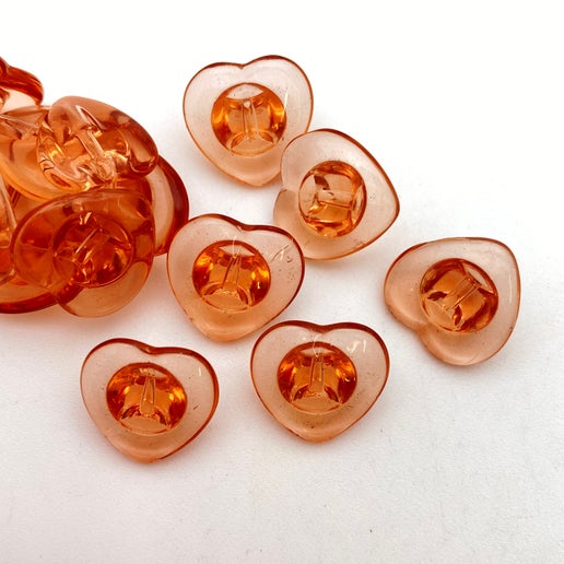 Button 16mm Heart Peach - BUTTON-0439-B