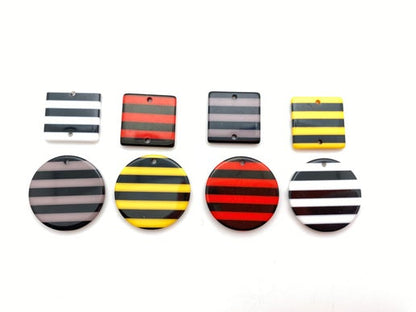 Circle Drop Striped 30mm Black/pewter