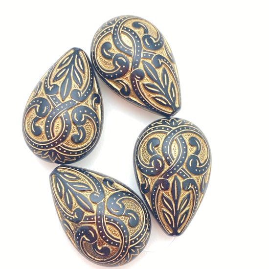 Inlay Pear Baroque 27x18mm Black