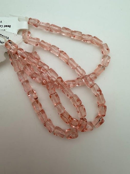 Vintage Glass Twist Tube 8x4mm Peach