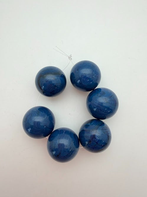 Round 22mm Navy Marble