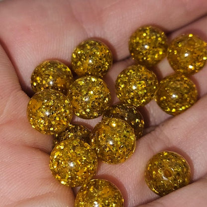 Glitter Round 10mm Gold