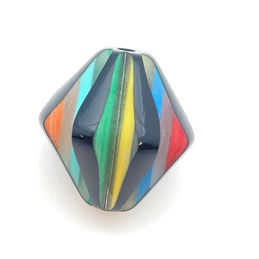 Carved Bicone 20mm Black Multi