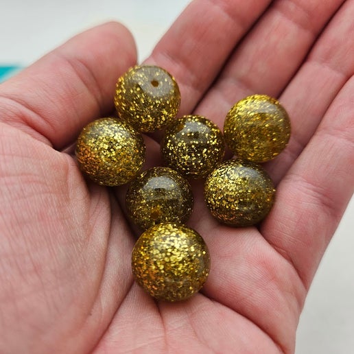 Glitter Round 16mm Gold