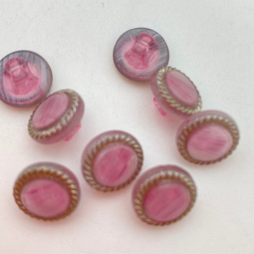 Button 10mm Pink/silver - BUTTON-0350-B