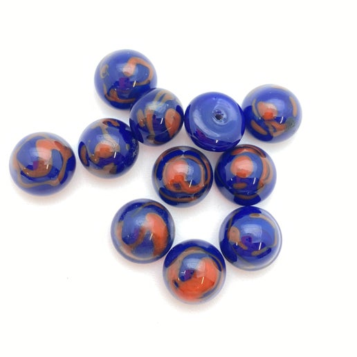 Cab Vintage Glass 8mm Blue/orange - CAB-0126-D