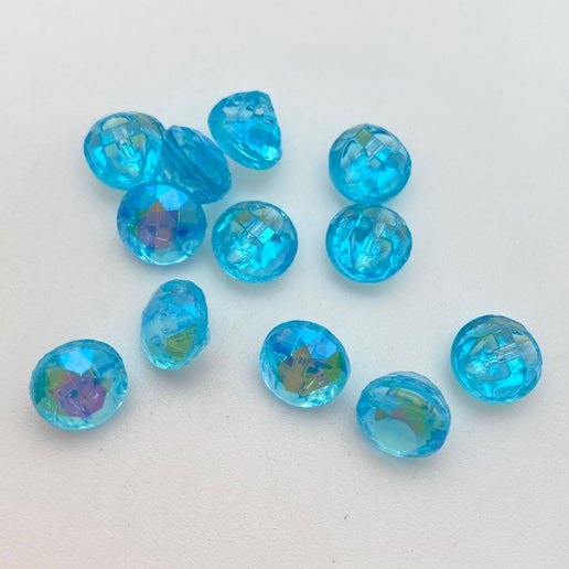Button Faceted 8mm Aqua AB - BUTTON-0079-D
