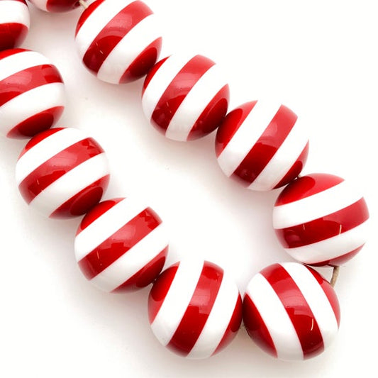 Layered Round 25mm Red & White