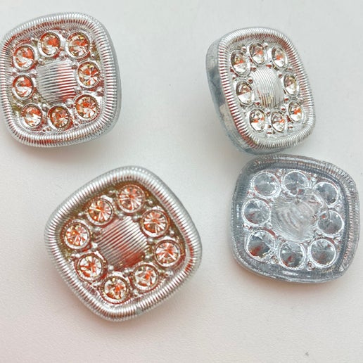 Button 20mm Silver w/stones - BUTTON-0321-C