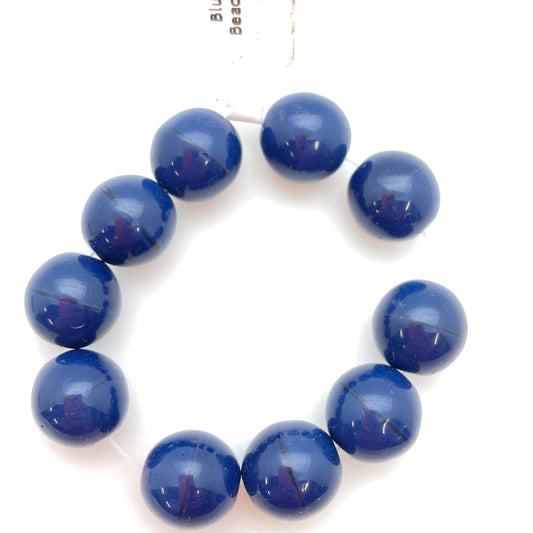 Vintage Glass Round 12mm Navy