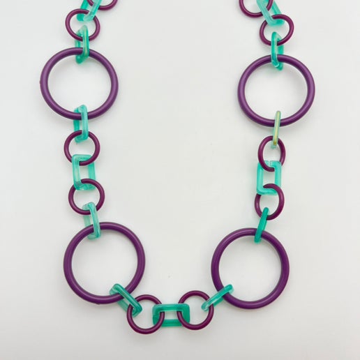 Resin Chain Link Teal & Purple 15"x38mm