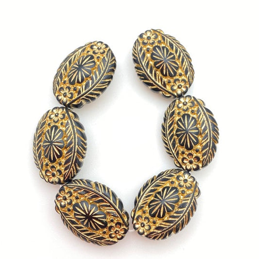 Inlay Oval 22mm Jet/gold