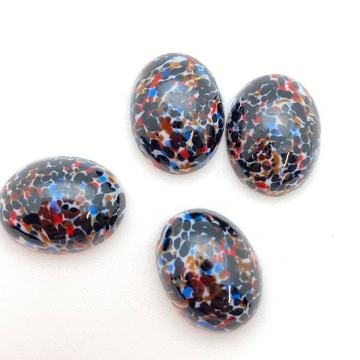 Cab Vintage Glass 20x15mm Multi - CAB-0043-C