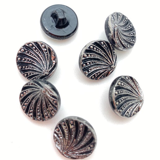 Button 14mm Jet/silver - BUTTON-0120-C